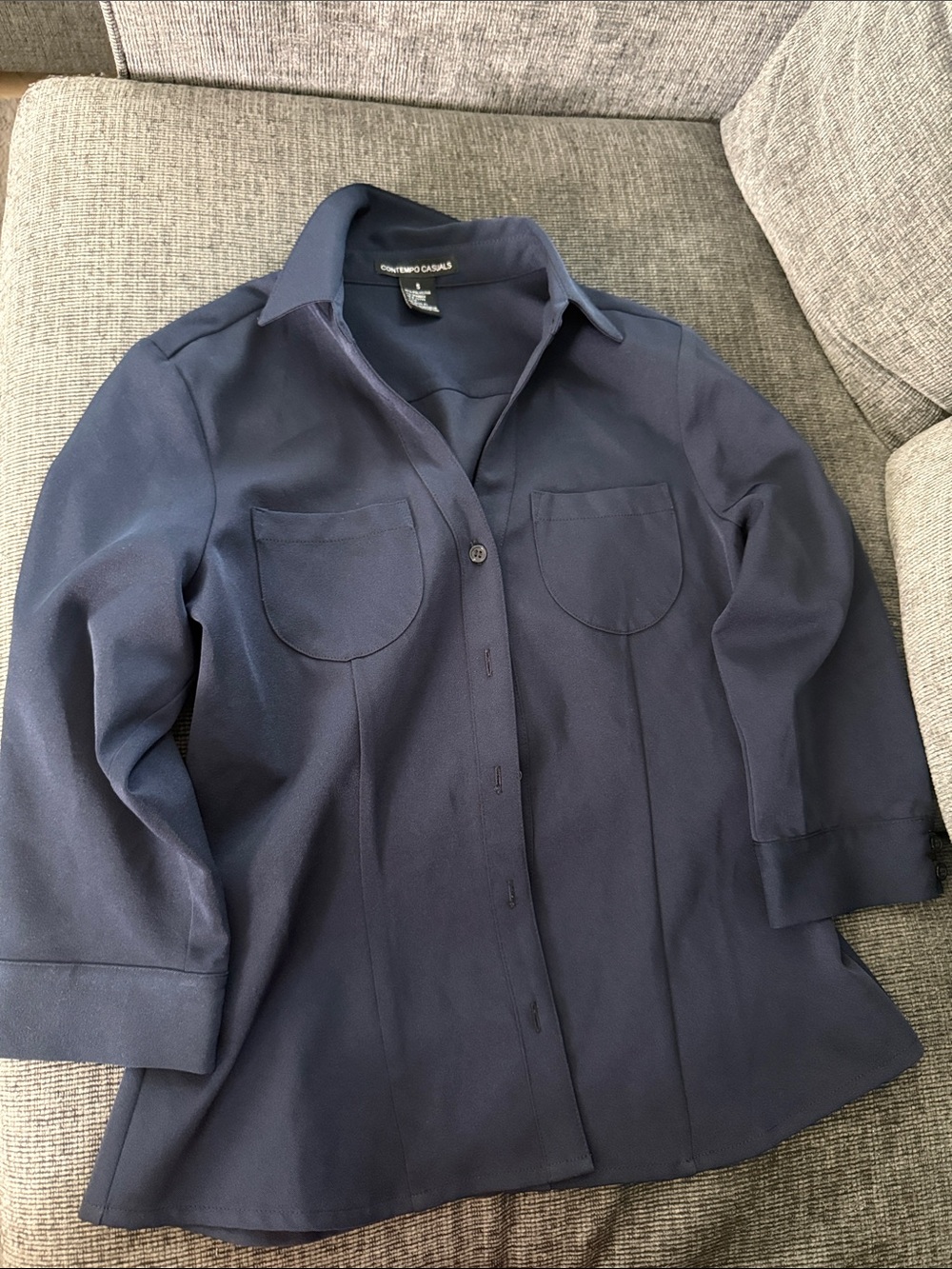 Navy woman’s Button-up blouse
